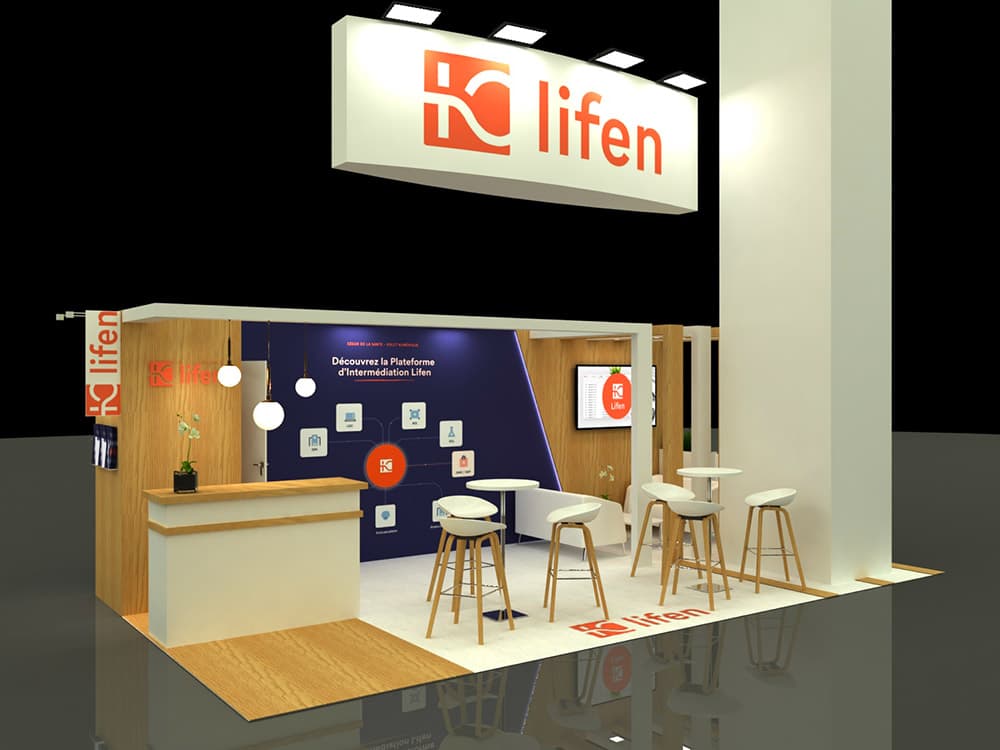 Stand Lifen : rendu 3D, vue d'angle